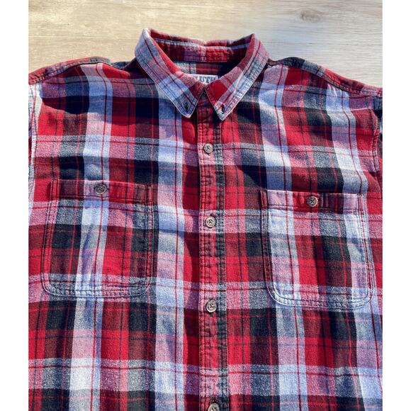 Duluth Trading Co.‎ Flannel Button Up Long Sleeve Shirt Men's Red Plaid 2XL Tall - Picture 4 of 6
